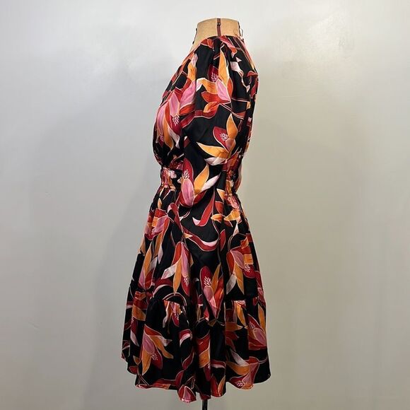 NWT entro Dramatic Black with Red Floral Print Mini Dress - Size Small - Picture 11 of 16